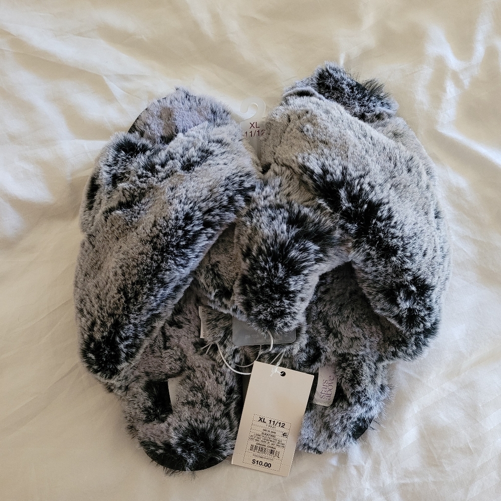 Black Stars Above Fuzzy Slippers